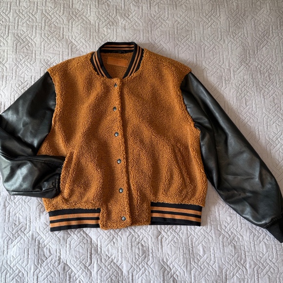 BLANKNYC Sherpa Varsity Jacket, Size Medium - Picture 1 of 4